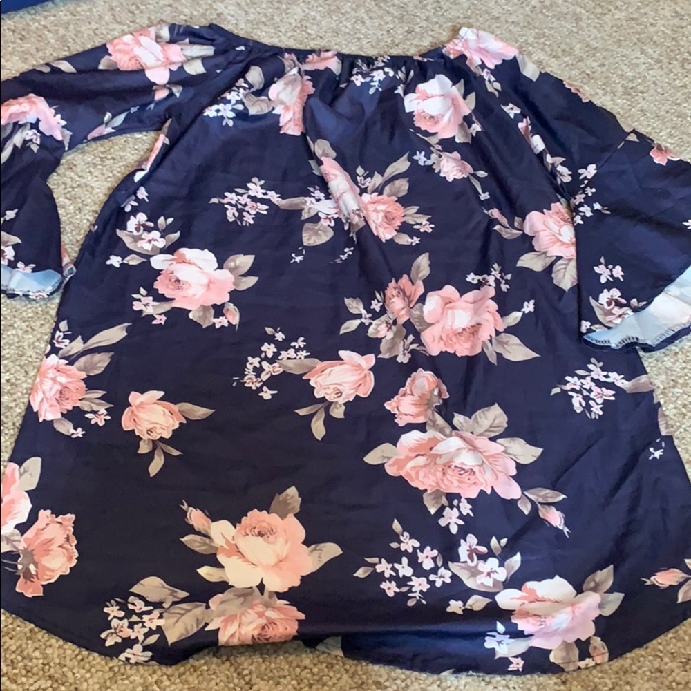 Navy Across the shoulder floral dress
